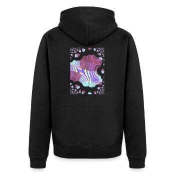 Psychedelic Neon Spiral - Unisex Premium Organic Zip Hoodie - black - Back - Nico (187cm)