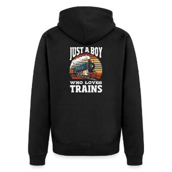 Un garçon qui aime les trains Chemin de fer - Veste à capuche bio Premium Unisexe - noir - Dos - Nico (187cm)