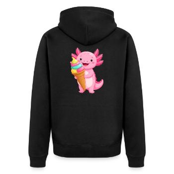 Axolotl Rose Comic avec Cône d’École – Art de la Rentrée - Veste à capuche bio Premium Unisexe - noir - Dos - Nico (187cm)
