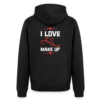 Love Make-up Herzdesign - Unisex Premium Bio Zip Hoodie - Schwarz - Hinten - Nico (187cm)