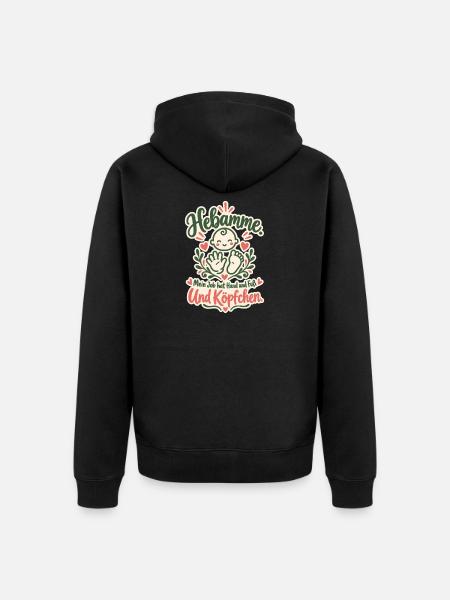 Hebamme Hand und Fuß - Unisex Premium Bio Zip Hoodie - Schwarz