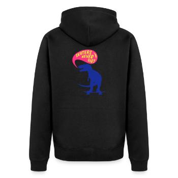 t-rex skater - Unisex Premium Bio Zip Hoodie - Schwarz - Hinten - Nico (187cm)