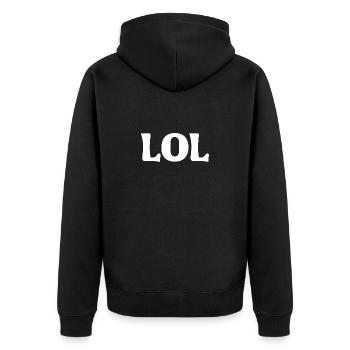 LOL - Unisex Premium Bio Zip Hoodie - Schwarz - Hinten - Nico (187cm)