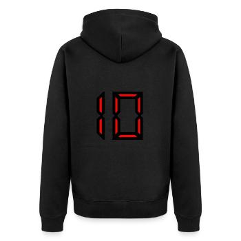 10. 10 JAHRE. 10-JÄHRIGES JUBILÄUM. GEBURTSTAG 10 JAHRE. - Unisex Premium Bio Zip Hoodie - Schwarz - Hinten - Nico (187cm)