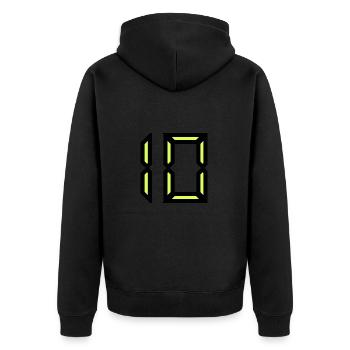 10 ANS. 10e ANNIVERSAIRE. ANNIVERSAIRE 10 ANS. 10 - Veste à capuche bio Premium Unisexe - noir - Dos - Nico (187cm)