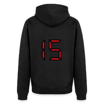 15. 15 JAHRE. 15-JÄHRIGES JUBILÄUM. GEBURTSTAG 15 JAHRE. - Unisex Premium Bio Zip Hoodie - Schwarz - Hinten - Nico (187cm)