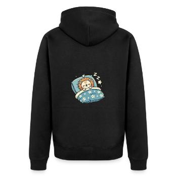 Lion Sleeping In Bed At Night Time - Unisex Premium Bio Zip Hoodie - Schwarz - Hinten - Nico (187cm)