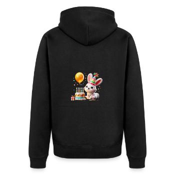 Bunny Kid Celebrating Birthday - Unisex Premium Bio Zip Hoodie - Schwarz - Hinten - Nico (187cm)