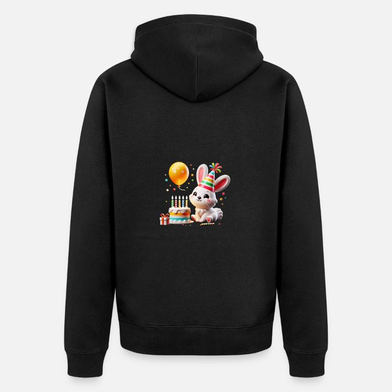 Bunny Kid Celebrating Birthday - Unisex Premium Bio Zip Hoodie - Schwarz