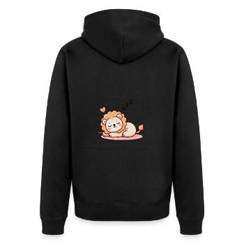 Cute Sleeping Baby Lion 2 - Unisex Premium Bio Zip Hoodie - Schwarz - Hinten - Nico (187cm)