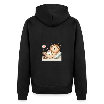 Cute Sleeping Baby Lion - Unisex Premium Bio Zip Hoodie - Schwarz - Hinten - Nico (187cm)