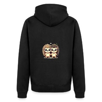 Two Cute Hedgehog Friends Holding Hands - Unisex Premium Bio Zip Hoodie - Schwarz - Hinten - Nico (187cm)