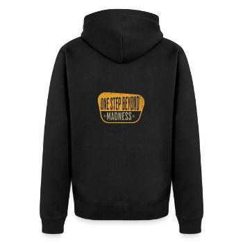 Madness war seiner Zeit einen Schritt voraus - Unisex Premium Bio Zip Hoodie - Schwarz - Hinten - Nico (187cm)