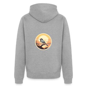 Meise - Unisex Premium Bio Zip Hoodie - Grau meliert - Hinten - Nico (187cm)