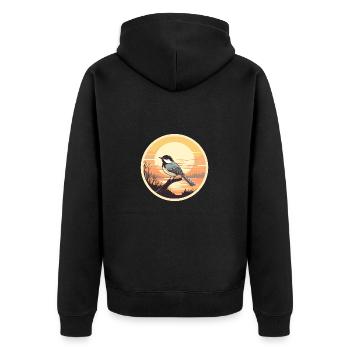 Meise - Unisex Premium Bio Zip Hoodie - Schwarz - Hinten - Nico (187cm)
