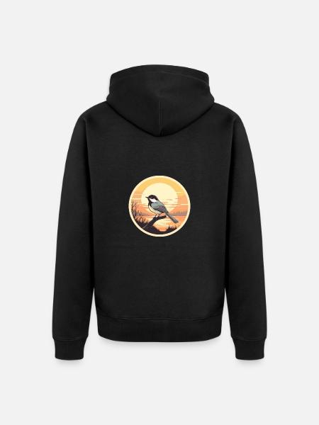 Chickadee bird - Unisex Premium Organic Zip Hoodie - black