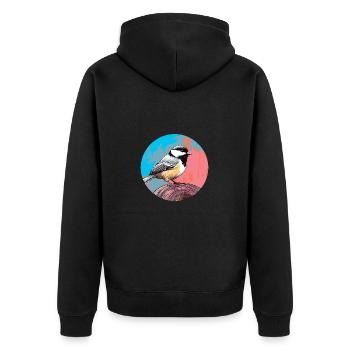 Meise - Unisex Premium Bio Zip Hoodie - Schwarz - Hinten - Nico (187cm)