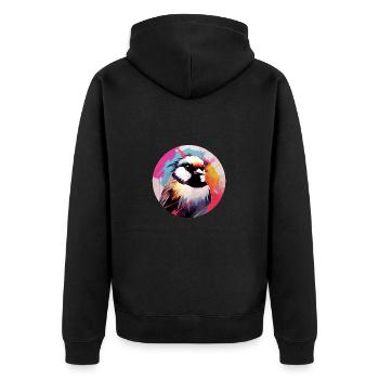 Meise - Unisex Premium Bio Zip Hoodie - Schwarz - Hinten - Nico (187cm)
