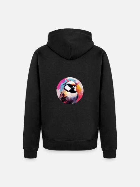 Chickadee bird - Unisex Premium Organic Zip Hoodie - black