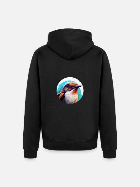 Wren bird - Unisex Premium Organic Zip Hoodie - black