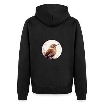 Wren bird - Unisex Premium Organic Zip Hoodie - black - Back - Nico (187cm)