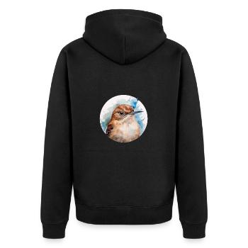 Wren bird - Unisex Premium Organic Zip Hoodie - black - Back - Nico (187cm)