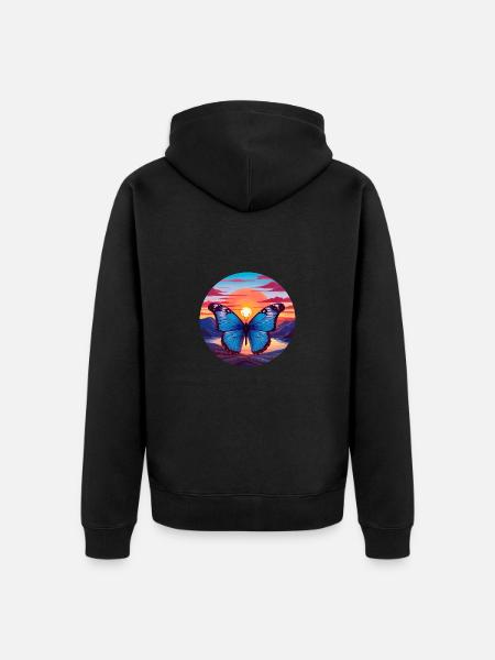 Blue Morpho Butterfly - Unisex Premium Organic Zip Hoodie - black