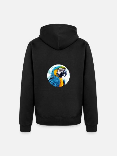 Blue and gold macaw - Unisex Premium Organic Zip Hoodie - black