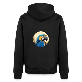 Blue and gold macaw - Unisex Premium Organic Zip Hoodie - black - Back - Nico (187cm)