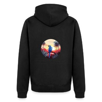 Hyacinth Macaw - Unisex Premium Organic Zip Hoodie - black - Back - Nico (187cm)