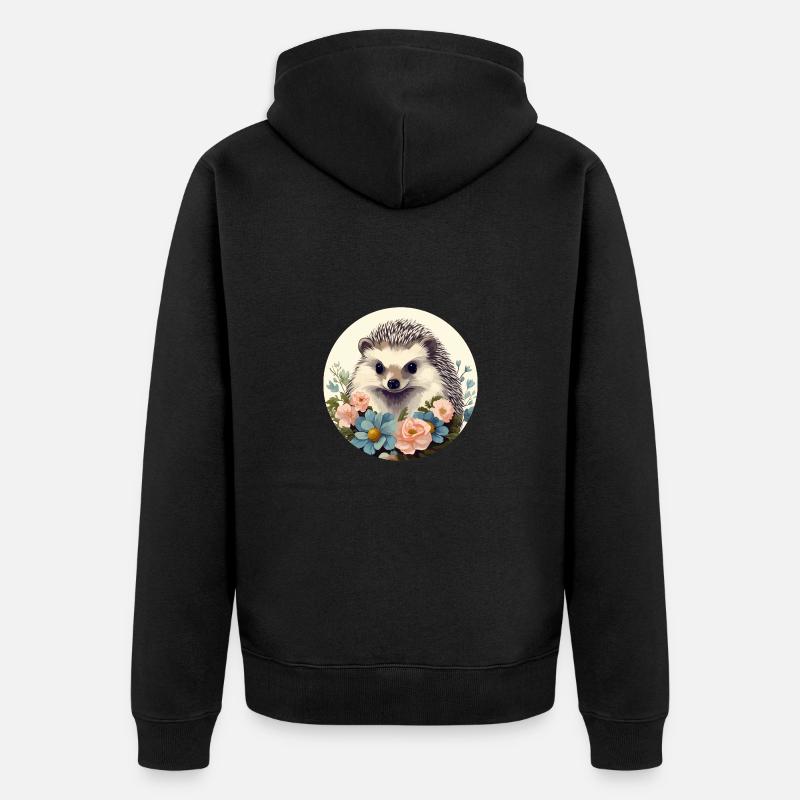 Hérisson mignon - Veste à capuche bio Premium Unisexe - noir