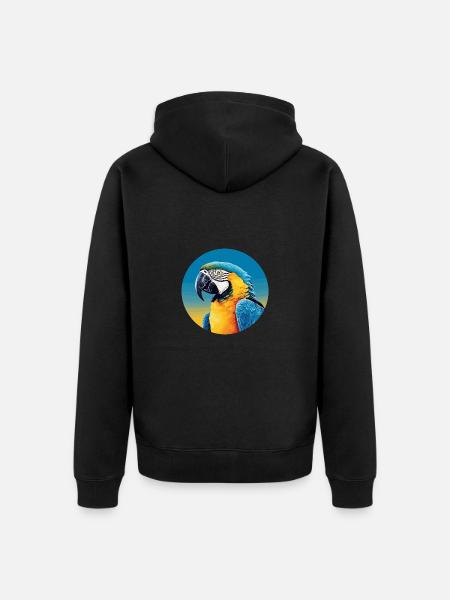 Blue and gold macaw - Unisex Premium Organic Zip Hoodie - black