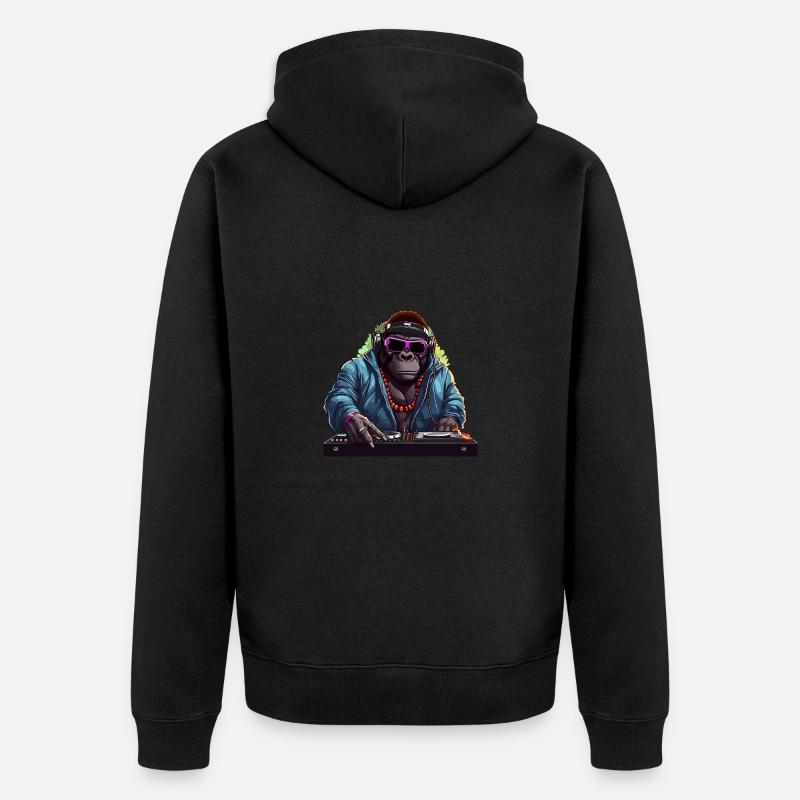 DJ Gorilla - Unisex Premium Bio Zip Hoodie - Schwarz