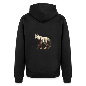 Lynx - Unisex Premium Organic Zip Hoodie - black - Back - Nico (187cm)