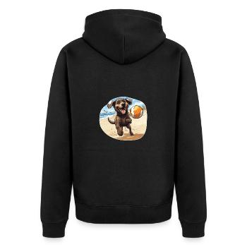 Dog playing beach volleyball - Unisex Premium Organic Zip Hoodie - black - Back - Nico (187cm)
