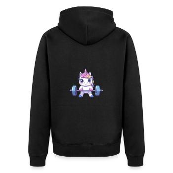 Soulevé de terre licorne - Veste à capuche bio Premium Unisexe - noir - Dos - Nico (187cm)