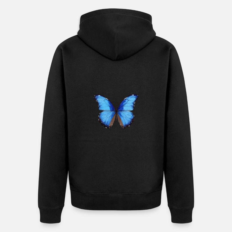 Morpho Papillon Bleu - Veste à capuche bio Premium Unisexe - noir