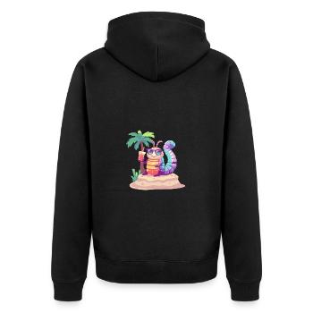 Wurm Summer Holiday - Unisex Premium Organic Zip Hoodie - black - Back - Nico (187cm)