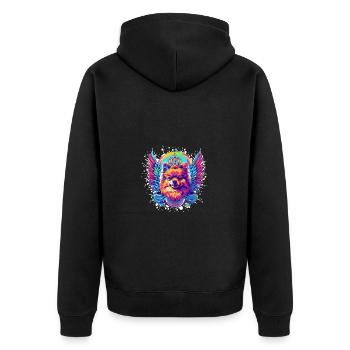 Pomeranian Dog Head Portrait Colorful - Unisex Premium Organic Zip Hoodie - black - Back - Nico (187cm)