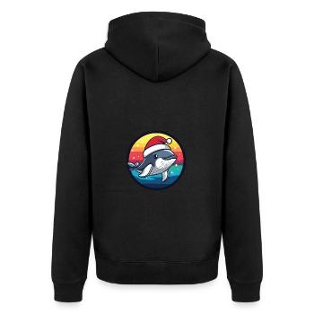 Whale Christmas Christmas - Unisex Premium Organic Zip Hoodie - black - Back - Nico (187cm)