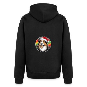 Border Collie Chien Noël Noël - Veste à capuche bio Premium Unisexe - noir - Dos - Nico (187cm)