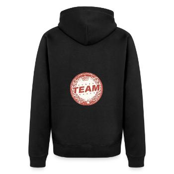 Team Mitglied - Unisex Premium Bio Zip Hoodie - Schwarz - Hinten - Nico (187cm)