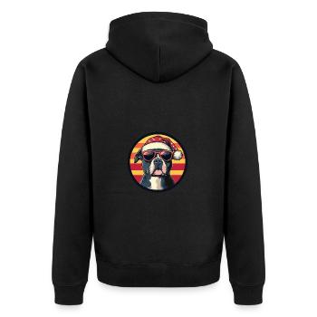 Pit Terrier Hund Weihnachten Cool - Unisex Premium Bio Zip Hoodie - Schwarz - Hinten - Nico (187cm)