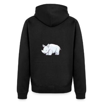 Rhinoceros - Unisex Premium Organic Zip Hoodie - black - Back - Nico (187cm)