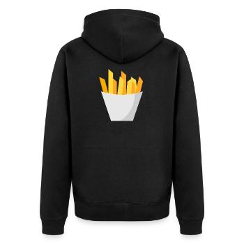 Pommes Frites - Unisex Premium Bio Zip Hoodie - Schwarz - Hinten - Nico (187cm)