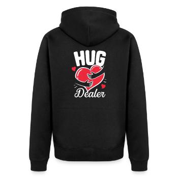 Hug Dealer Cute Valentines Day Gift for Men Women - Veste à capuche bio Premium Unisexe - noir - Dos - Nico (187cm)