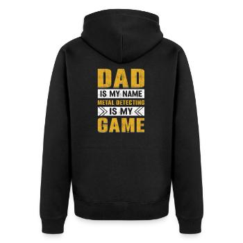 Papa est mon nom Détection de métal est mon jeu Saleté - Veste à capuche bio Premium Unisexe - noir - Dos - Nico (187cm)