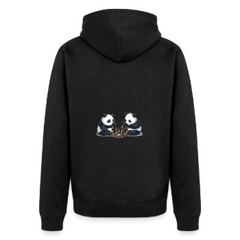 Schach-Pandas - Unisex Premium Bio Zip Hoodie - Schwarz - Hinten - Nico (187cm)