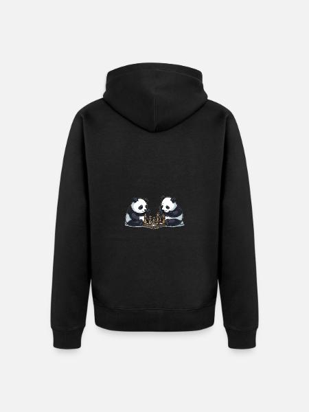 Schach-Pandas - Premium økologisk unisex-hættejakke - sort