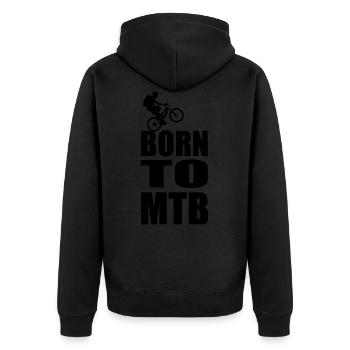 Born to MTB - Unisex Premium Bio Zip Hoodie - Schwarz - Hinten - Nico (187cm)